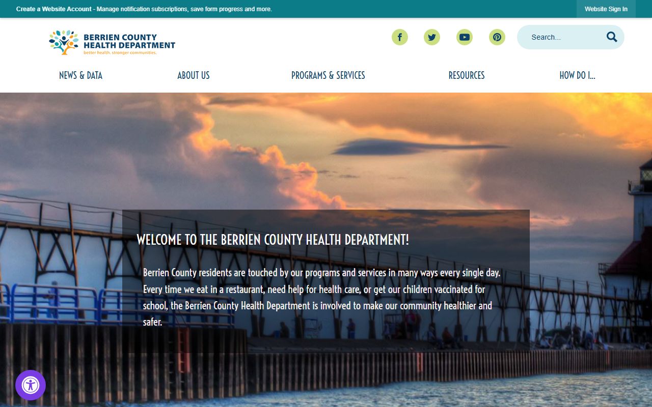 Berrien County Jail information page for inmate population and custody resources